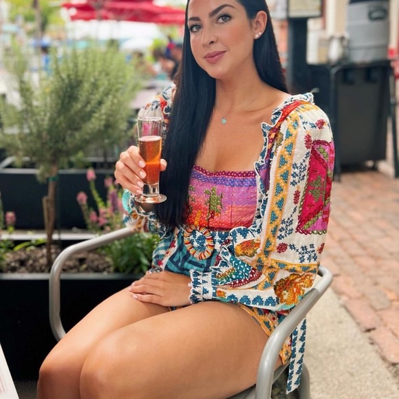 FARM RIO Summer Vibes Stitches Romper (NWT) - Picture 12 of 16